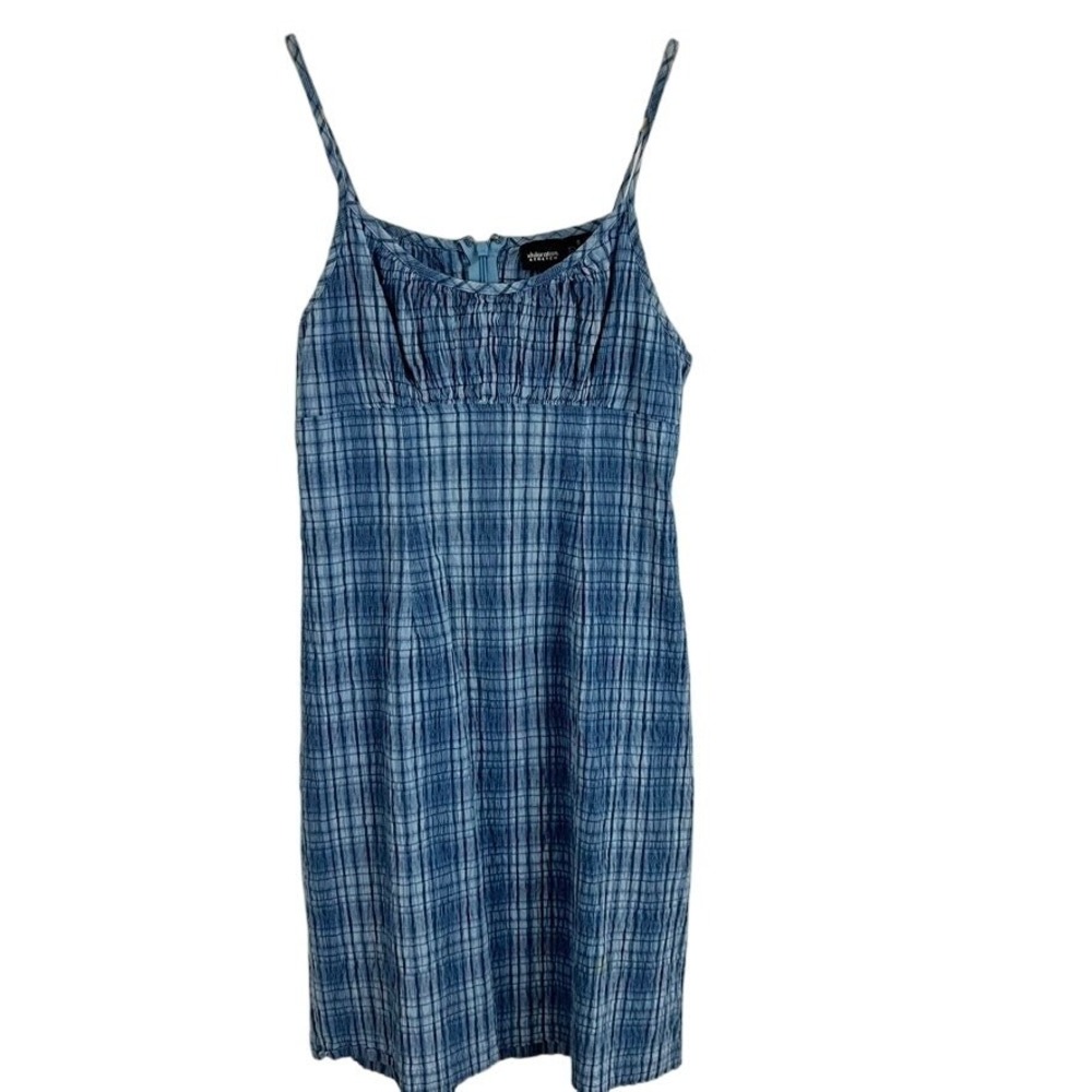 Xhilaration Stretch Babydoll Dress Blue Plaid Y2K Picnic Preppy‎ Size Small